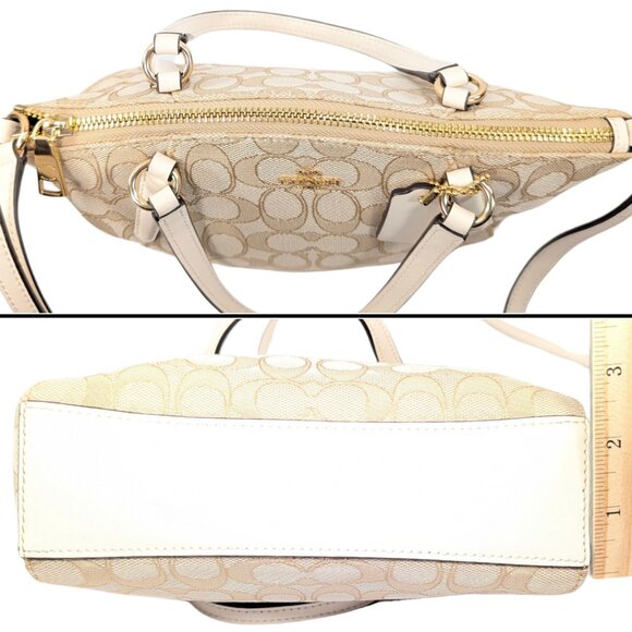 Coach Signature Mini Kelsey Canvas Jacquard White 2-Way Crossbody F27580 - Picture 4 of 10